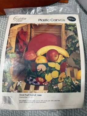 Golden Bee Plastic Canvas Kit OVAL FRUIT BASKET 72000 10" x 8" Kitchen Decor